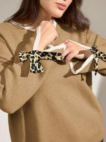 Momelise Plus Size Solid Color Minimalist Crew Neck Long Sleeve Pullover Sweater - Multicolor - View 6