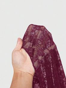 ROMWE Goth Falda con abertura y volantes de encaje gótico vintage - Morado - Ver 5