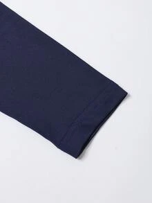 SHEIN ChillGRL 1 buah Gaun Streecool untuk Remaja Perempuan dengan Kerah Model Flare dan Blok Warna - Navy Blue - View 9