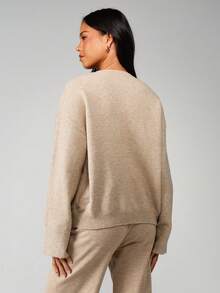 MISSGUIDED Oversized Crew Neck Knit Sweater Soft Ribbed Pullover Fall Winter Casual Jumper - Light Grey - View 2