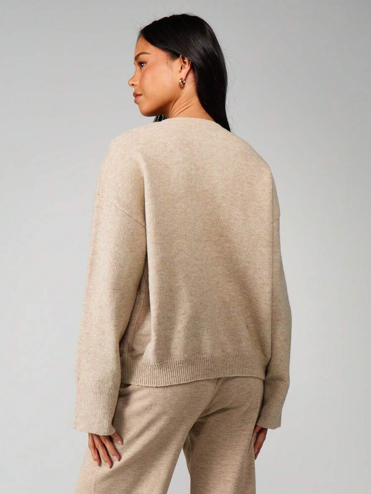 MISSGUIDED Oversized Crew Neck Knit Sweater Soft Ribbed Pullover Fall Winter Casual Jumper