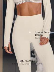 GLOWMODE 24" FeatherFit™ Renew Leggings With Built-In Underwear Valentine's Day Low Impact Yoga Daily Valentine's Day - Pearl White - View 4