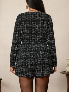 Zelara Plus Size Women Elegant Knit Fabric Metal Button Jumpsuit With Round Neck And Long Sleeves Chic Women's Jumpsuit Elegant Dress Women  Thanksgiving Outfit For Women Winter Clothes For Women Chic Women's Jumpsuit  Stylish Clothing Collection - Multicolor - View 2