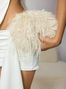 CUCCOO SZL 时尚卡其色夹式蓬松手提包，百搭女士斜挎包，适合放置手机、钱包、购物，适合办公室、大学、工作、商务、通勤、户外活动、旅行和周末，新款秋冬女包，最佳秋季钱包，完美搭配女士秋季服装，新款女士皮草包 - 卡其色 - 查看 3