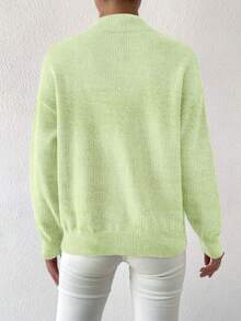 EMERY ROSE Áo len chui đầu trễ vai màu trơn thường ngày dành cho nữ - màu xanh lá - Xem 2