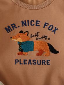 THE HAPPY LOOK 小男孩卡通小狗图案柔软针织圆领长袖套头卫衣