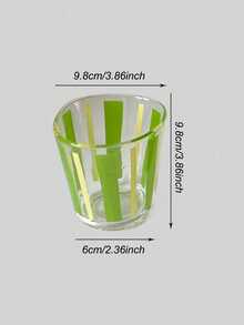 Joivida 1pc Self-Made Retro Fresh Style INS Glass Cup, Green Striped Asymmetrical Water Cup & Milk Cup, Niche And Minimalist,Christmas, Valentine's Day Ramadan Festival - Green - View 14