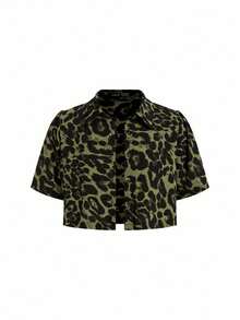 SHEIN Clasi 2pcs Women Leopard Print Dress And Shirt Set