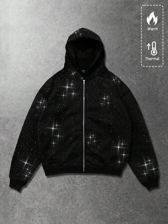 Street Life Sudadera con capucha moteada unisex, estilo casual de calle, otoño/invierno