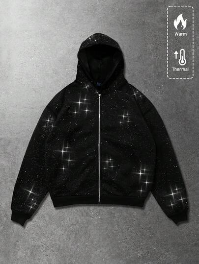 Street Life Sudadera con capucha moteada unisex, estilo casual de calle, otoño/invierno