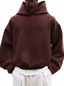 Felpa corta oversize essenziale SUMWON con coulisse e tasca centrale per uno stile casual da strada, tinta unita - Castano - Visualizzare 1