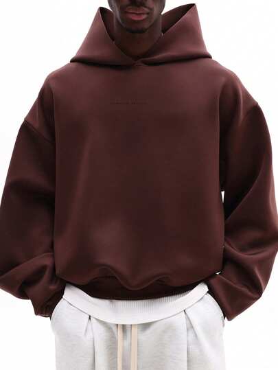 SUMWON Essential Oversized Crop Hoodie With Drawstring And Centre Pocket For Casual Street Wear Style Plain