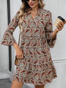 EMERY ROSE 女士休闲佩斯利印花迷你连衣裙，度假风 - 彩色 - 查看 4