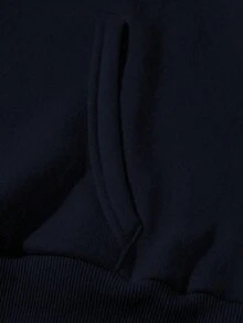 INAWLY 女士标语卡通印花落肩长袖保暖内衬卫衣，秋冬季 - 藏蓝色 - 查看 3