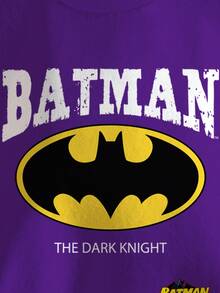 BATMAN X SHEIN 秋季小男孩休闲字母蝙蝠印花圆领运动衫 - 白色 - 查看 6