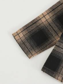 Cozy Pixies 男婴格子翻领长袖开衫上衣和松紧腰裤套装，两件套，保暖内衬，适合冬季穿着，休闲男婴服装，男婴睡衣，纯棉睡衣套装，男童格子图案男婴服装，男婴套装 - 黑與白 - 查看 6