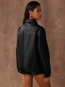 SHEIN BAE Women's Solid Color Minimalist Casual Long Sleeve Jacket,Fall,Cozy Fall And Winter Clothes For Women