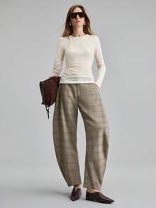 Ontre 女士时尚格子印花口袋裤 - 彩色 - 查看 3