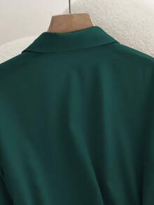 Franclia 休闲通勤百搭纯色长袖衬衫，搭配A字裙、百褶裙、长裙，配有腰带，春秋季卡其色女装套装，女式两件套，女式连衣裙，春秋服装，女式休闲装，女式教师制服 - 綠色 - 查看 4