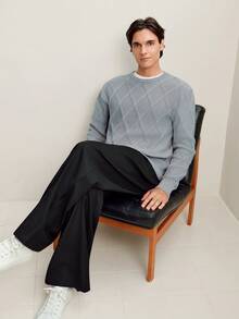 RONVEXI Men's Casual Crew Neck Long Sleeve Knit Sweater, Versatile For Autumn/Winter Fall - Grey - View 6