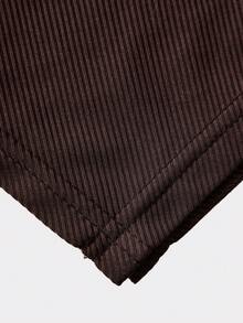 Conjunto de camiseta de manga larga asimétrica y pantalones de unicolor para adolescentes - Café integral - Ver 5