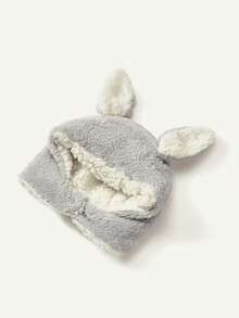 Cozy Pixies 1顶婴儿加厚保暖双层绒兔耳帽 灰色 - 灰色 - 查看 6