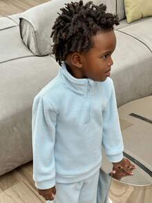 SHEIN Conjunto de camisa polo e calça casual de manga comprida, cor sólida, para bebês/meninos - Multicolorido - Ver 8