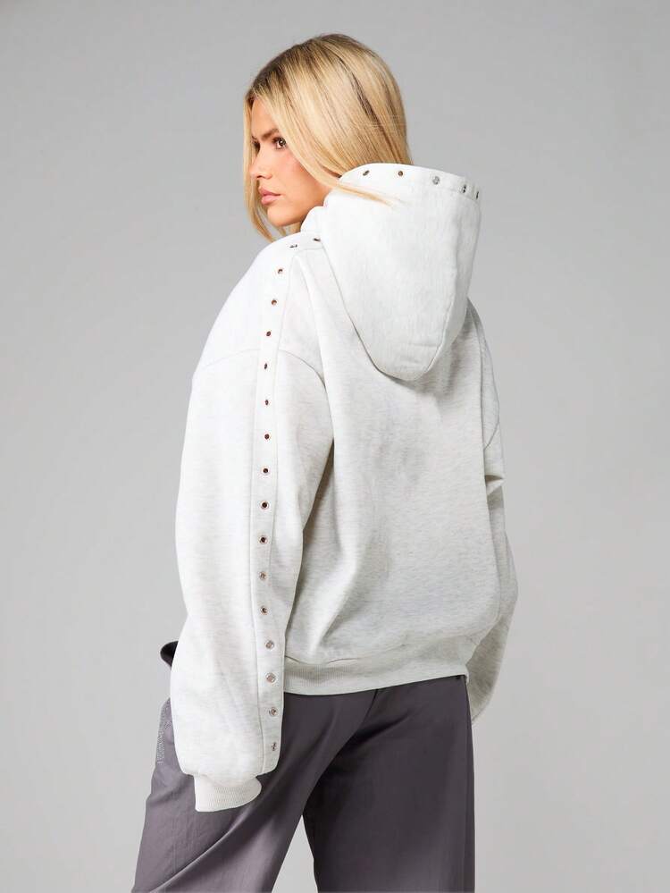 MISSGUIDED Sudadera con capucha con detalle de ojal, cordón y bolsillo delantero para uso casual diario de mujer
