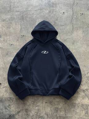 AXEPEAK بلوزة هوديي كاجوال فضفاضة بأكمام طويلة وطباعة هندسية للرجال كبار الحجم