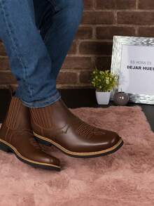 Fratello Select Fratello botines vaqueros en piel genuina color café para hombre 0267, diseño western, perfectas para eventos, uso diario o looks western urbanos, bota vaquera hombre, botas cafés, estilo vaquero, country, calzado mexicano - Café Café - Ver 12