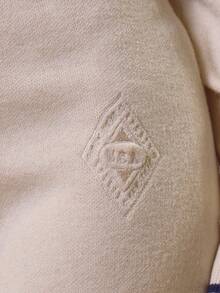 MUSERA 刺绣低腰宽松条纹下摆针织套装裤，秋冬季酷炫街头风，外出休闲针织衫，日常新款复古新娘单身派对婚礼假日装扮 - 奶油色 - 查看 6