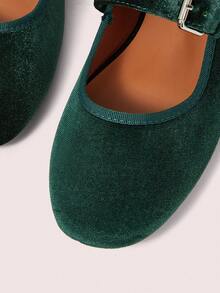 CUCCOO DOLLMOD Damen elegante, niedliche, vielseitige grüne klassische Samt Mary Jane Ballerinas - Minzgrün - Übersicht 2