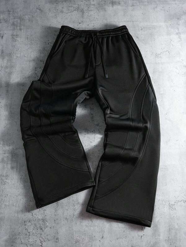 PAVTROS Calça de moletom masculina casual com cordão na cintura, bolsos e pernas largas.