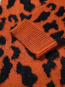 GALLERY FADE Suéter casual de cuello redondo con bloqueo de color, estampado de leopardo y cebra, de manga larga, gráfico de punto para hombre, suéter gráfico naranja con estampado de cebra, para invierno - Multicolor - Ver 5