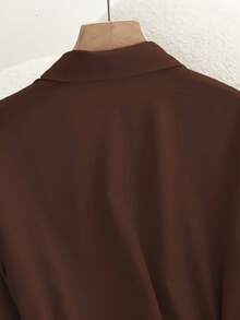 Franclia 休闲通勤百搭纯色长袖衬衫，搭配A字裙、百褶裙、长裙，配有腰带，春秋季卡其色女装套装，女式两件套，女式连衣裙，春秋服装，女式休闲装，女式教师制服