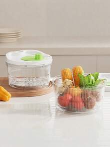 3-in-1 Salatschleuder & Gemüsewäscher mit Trichter - Robuster PP Küchenhelfer, 5L Fassungsvermögen, spülmaschinenfest, ideal für Mahlzeitenvorbereitungen, Salatschleuder für die Küche - Verschiedenfarbig - Übersicht 6