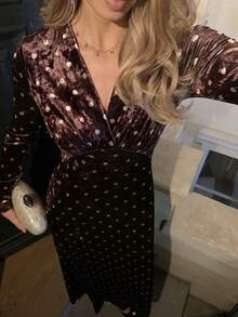 Elyressa 复古优雅波点印花丝绒派对连衣裙（女士款） - 彩色 - 查看 4