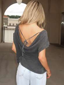 Sydney Algeri Boho  Women's Casual Loose Bohemian Style Pattern T-Shirt, Summer - Black - View 2