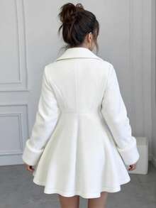 SHEIN Tween Girls' Elegant & Snug Fit Overcoat, Versatile For Commuting, School, Family Gatherings