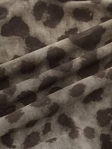 ROMWE J-Fashion 女士豹纹无袖褶皱修身背心 - 彩色 - 查看 4