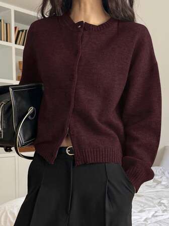 DAZY Women's Solid Color Minimalist Knitted Cardigan