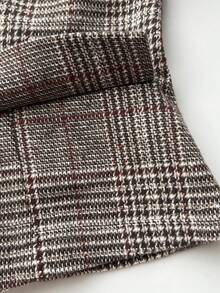 Elamini Women's Autumn/Winter Houndstooth Patchwork Waist Cinched Long Sleeve Blazer Jacket