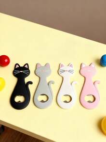 Joivida 可爱猫咪黑色粉色灰色白色开瓶器猫爪创意冰箱啤酒盖开瓶器厨房工具磁性冰箱挂架适用于家庭酒吧和派对 - 彩色 - 查看 3