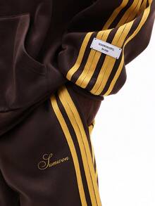 SUMWON Regular Fit Full Zip Hoodie And Jogger Co Ord Set With Hood Drawstring Side Stripe Detail Casual Loungewear Tracksuit - Coffee Brown - View 7