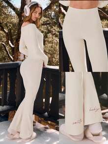 GLOWMODE 31" FeatherFit™ Merry Mode Soft Stretchy Sweat-Wicking Flared Leggings Holiday Christmas Outdoors Yoga Pilates Studio Wear Spring Summer - Pearl White - 查看 8