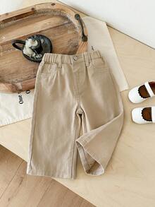 LMoss Kids 女婴休闲百搭宽松卡其色牛仔裤，杏色牛仔裤，适合秋季、冬季休闲时尚度假穿着，2000年代风格，圣诞牛仔裤，复古风 - 卡其色 - 查看 7