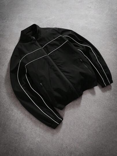 PAVTROS Plus Size Men's Casual Zip-Up Long Sleeve Jacket Y2k Men Zip Up Jacket Track Jacket Streetwear Jacket