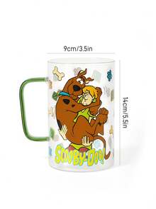 SCOOBY-DOO X SHEIN 1Pc 27.1oz/800ml Cute Cartoon Pattern Printed Borosilicate Glass Mug, Cold And Heat Resistant, Suitable For Milk, Juice, Coffee, Etc., Spotted Dog,Gift Ideas - Clear - View 7