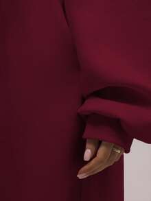 MUSERA 超大款抓绒连帽卫衣，适合毕业季、返校季、毕业典礼、教师节等场合，女士款，适合返校季、冬季、春季假期休闲穿着。 - 酒紅色 - 查看 6