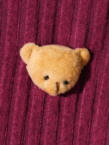 Souflis Souflis 2pcs/Set Toddler Boys' Cute Gray Ribbed Long Sleeve Top With Bear Graphic And Gray Ribbed Pants, Autumn/Winter - Burgundy - View 7